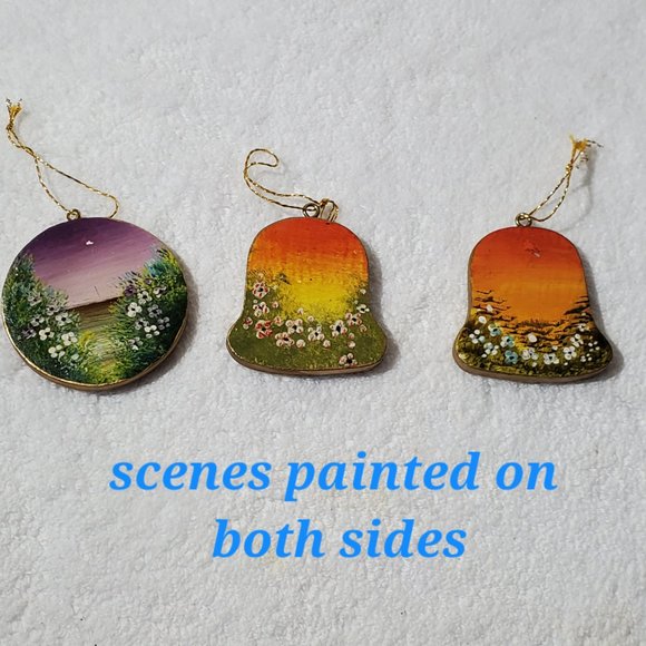 Set of 3 Wooden Hand-Painted Ornaments - Picture 2 of 7